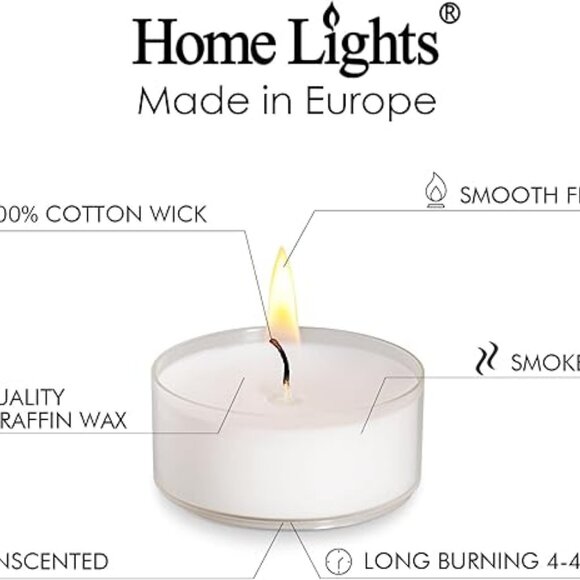Tealight Candles, Giant 300 Bulk Pack, 4-4.5 Hrs White Unscented European - Picture 2 of 5